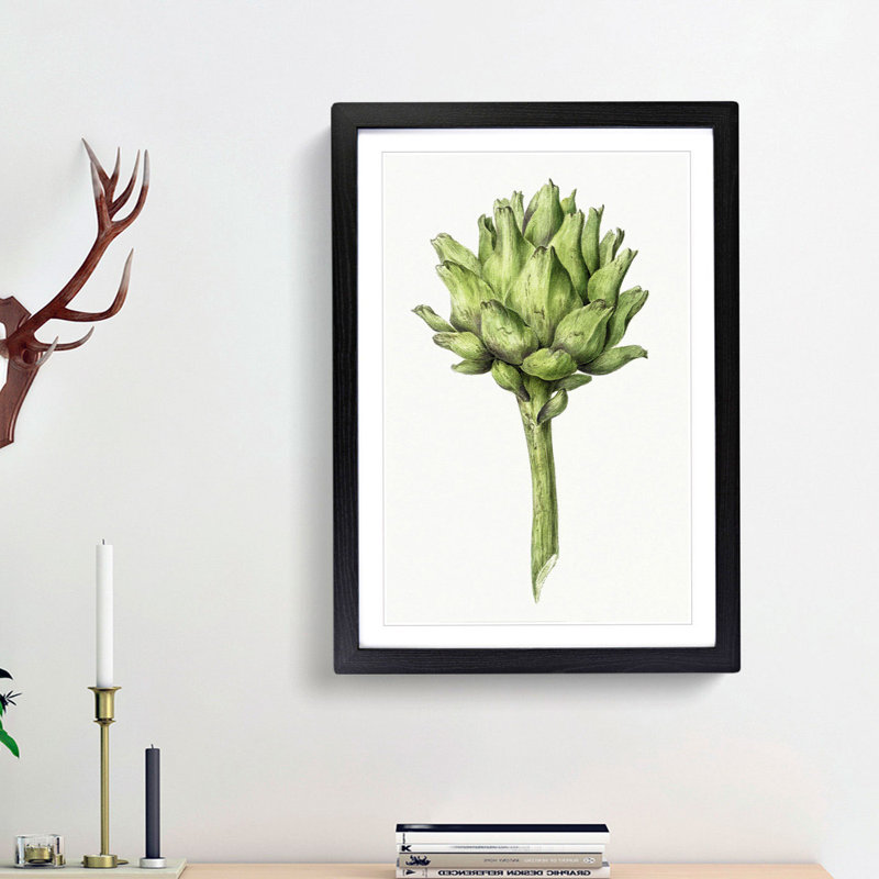 An Artichoke by Jean Bernard - Framed Print, 63cm H x 45cm W x 2cm D, Black Framed