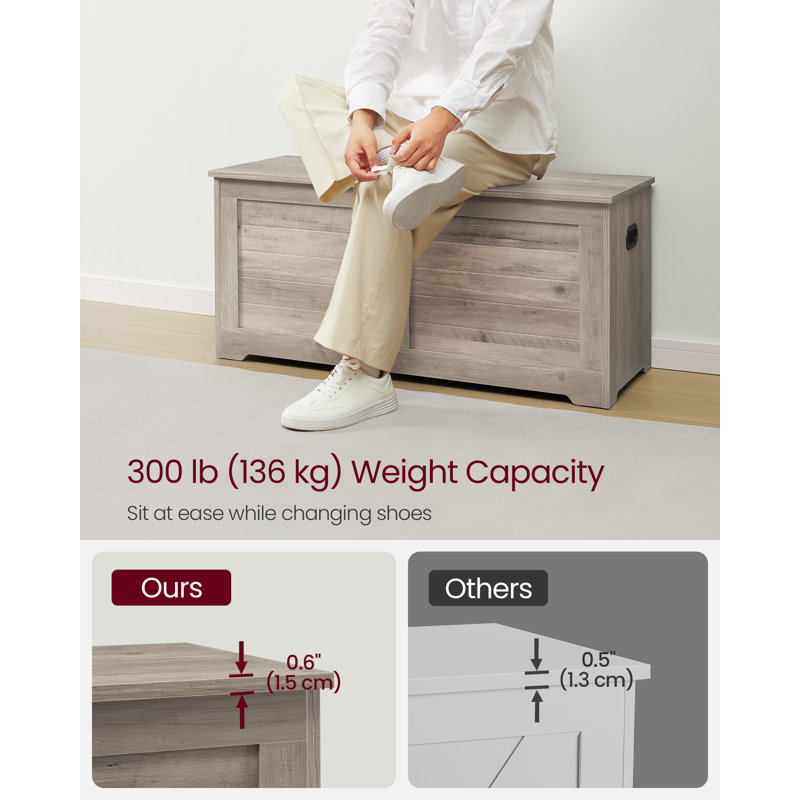 Kenesaw Storage Bench, Heather Greige, 46cm H x 100cm W x 40cm D