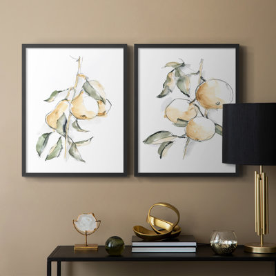 Watercolor Fruit Contour I - Impression encadrée de qualité supérieure - Prêt à être accroché - Aucun clou requis - Aucun clou requis