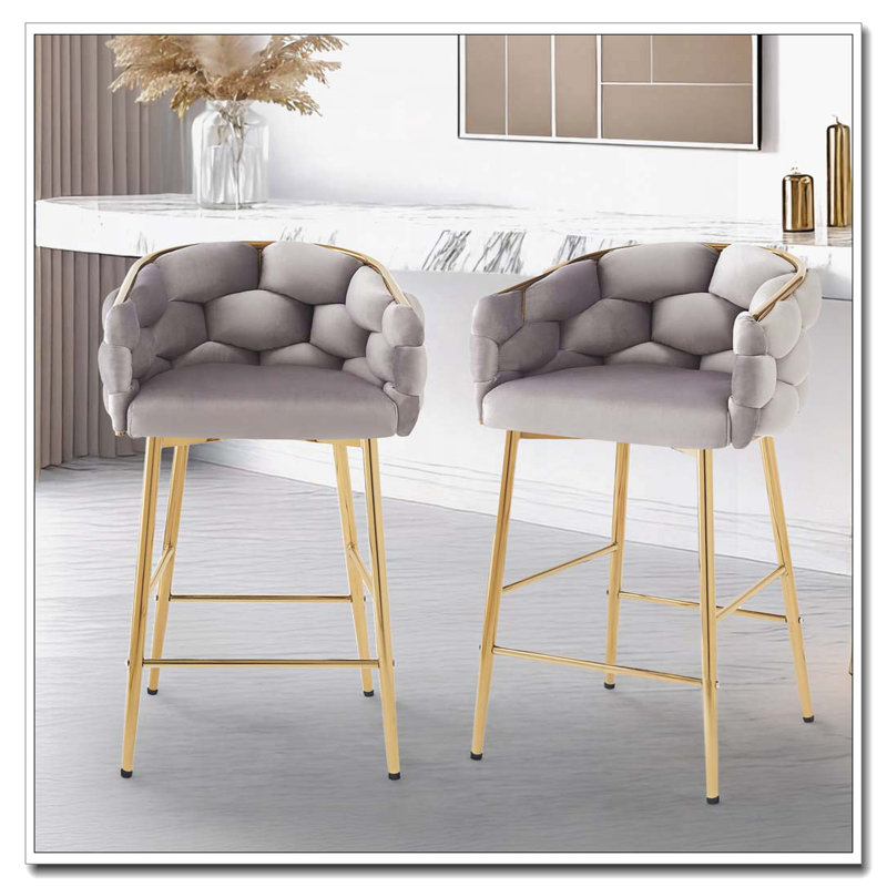 28" Upholstery Barstool Counter Stools, Gray