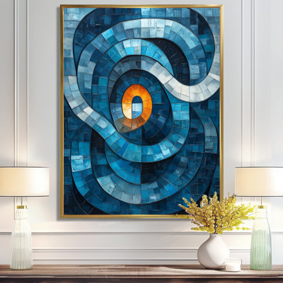 Obeline Modern Transitionalprismatic Maze Of Blue II - Art mural transitionnel pour le salon