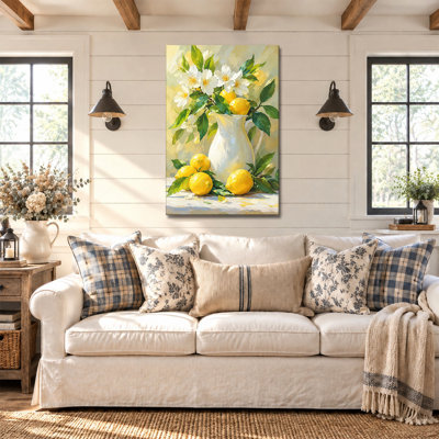 Lucia Lemons And White Blossoms Canvas Art