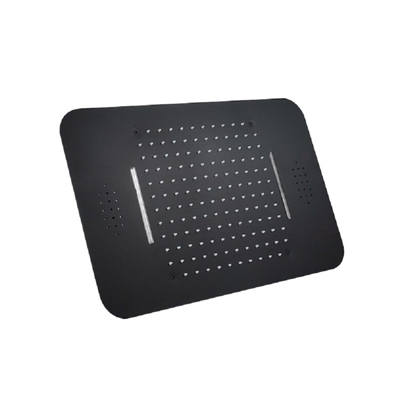 Treviso 20x14 Inch Matte Black Digital LED Shower System with Rainfall Waterfall 6 Body Jets