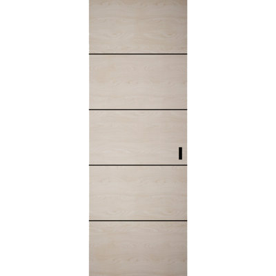 Portes coulissantes modernes affleurantes Hidden Barn Planum 0015 en placage naturel, finition robuste, 28 po x 96 po