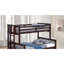 Lit superposé simple au-dessus d'un lit double transitionnel avec tiroirs latéraux et 3 tiroirs sous le lit, couleur noyer foncé, composition en bois d'ingénierie massif, pour un décor de chambre à coucher de couleur, avec une conception de lit gigogne, utilisation
