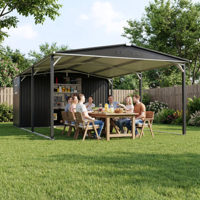 Abri de rangement en métal 12 x 23 pi avec porte coulissante et toit incliné