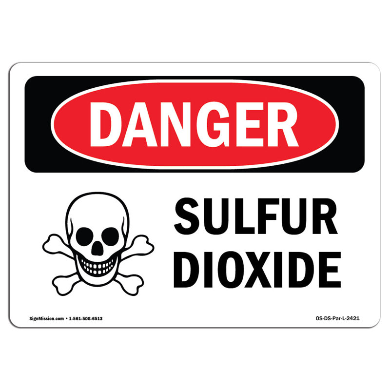 Sulphur Dioxide Aluminum Sign 12 x 18, 18" H x 24" W x 0.1" D