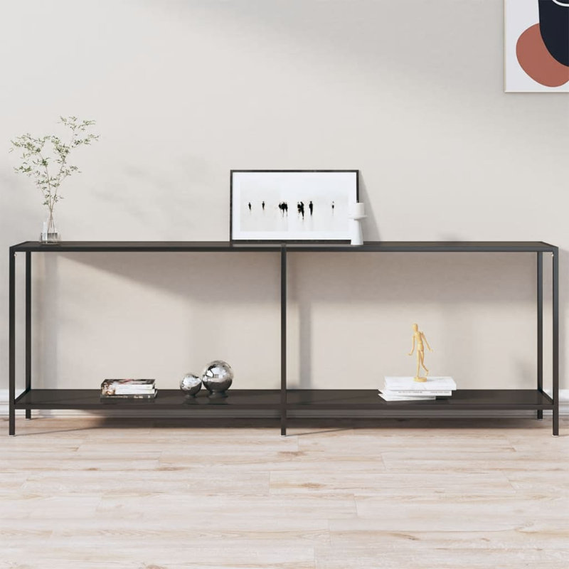 Hekkel Glass Top Console Table, 75.5 H x 220 W x 35 D cm