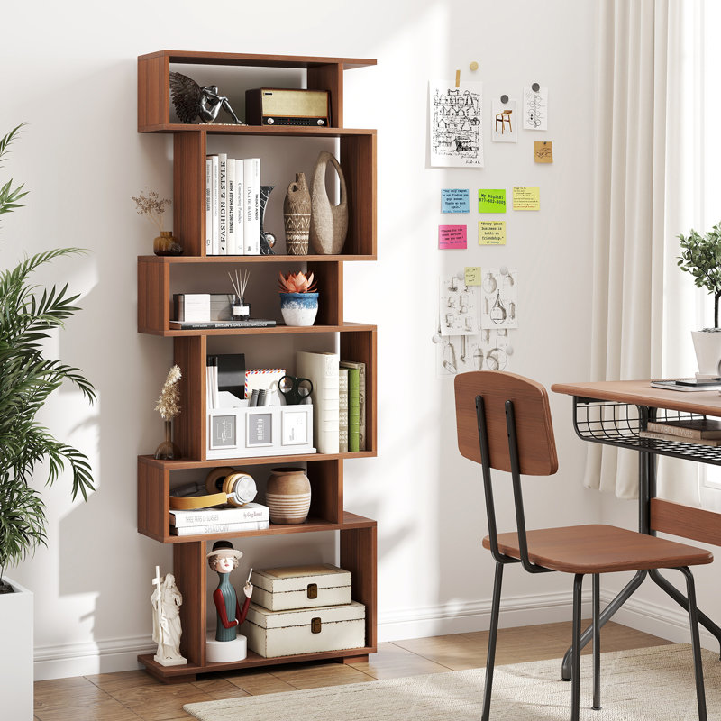 2 tablettes de rangement à 6 niveaux avec tablettes anti-basculement, Noyer