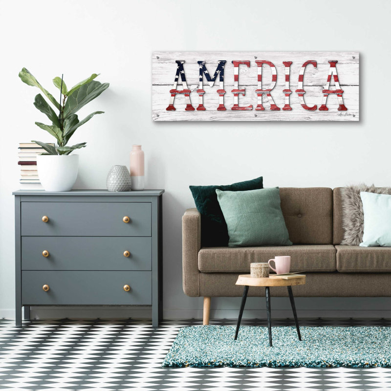 'America' by Lori Deiter Acrylic Glass Wall Art, 16" H x 48" W x 0.2" D