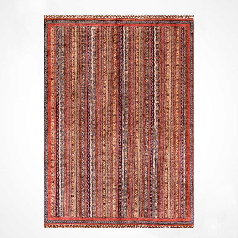 Tapis en laine et coton rouge noué à la main Original