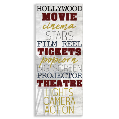 Vintage Cinema Projector Movie List Canvas Wall Art By Kim Allen -  Stupell Industries, ar-971_cn_13x30