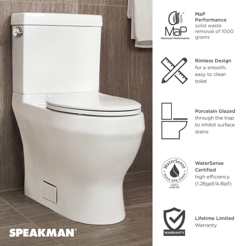 Glenwynn 1.28 GPF (Water Efficient) Elongated Two-Piece Toilet (Seat Included)