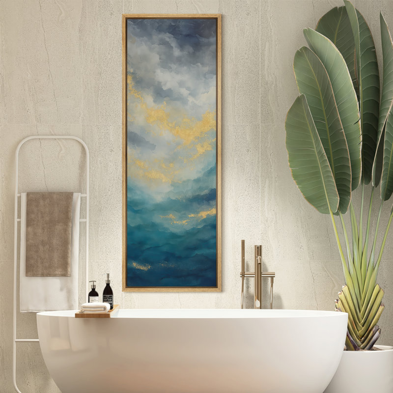 Abstrait paysage abstrait encadré sur toile - impression minimaliste neutre pour décoration murale moderne, Naturel