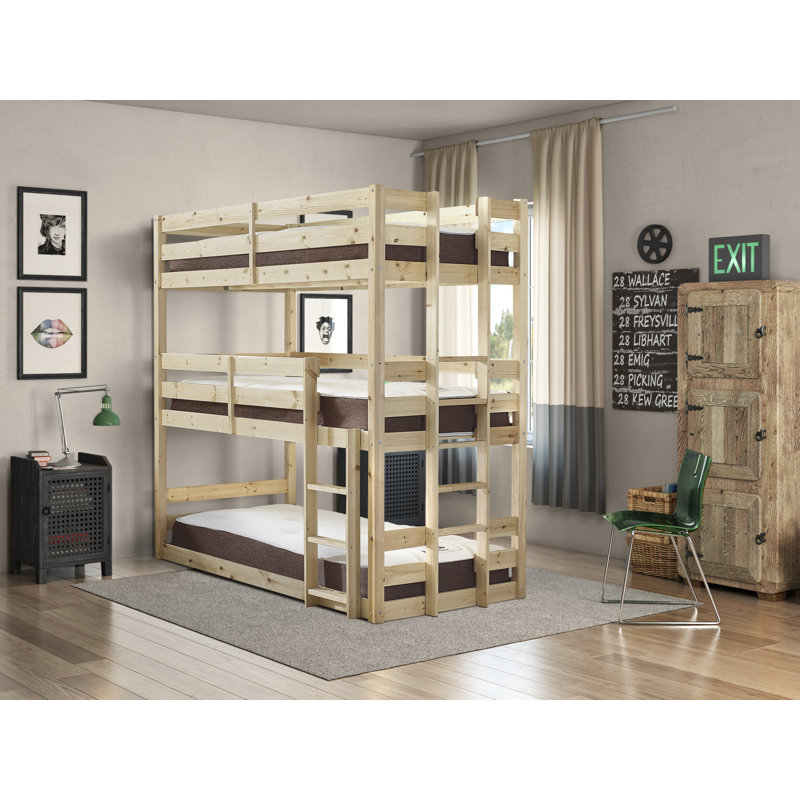 Derby Triple Sleeper Solid Pine Bunk Bed, Small Single (2'6)