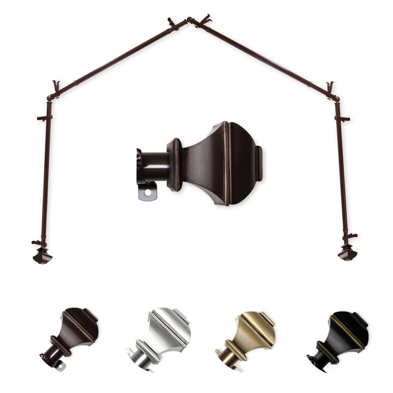 Ensemble de tringle à rideaux simple et quincaillerie pour fenêtre à 4 côtés Anferney, Cacao, 28 po à 48 po (chaque tringle)