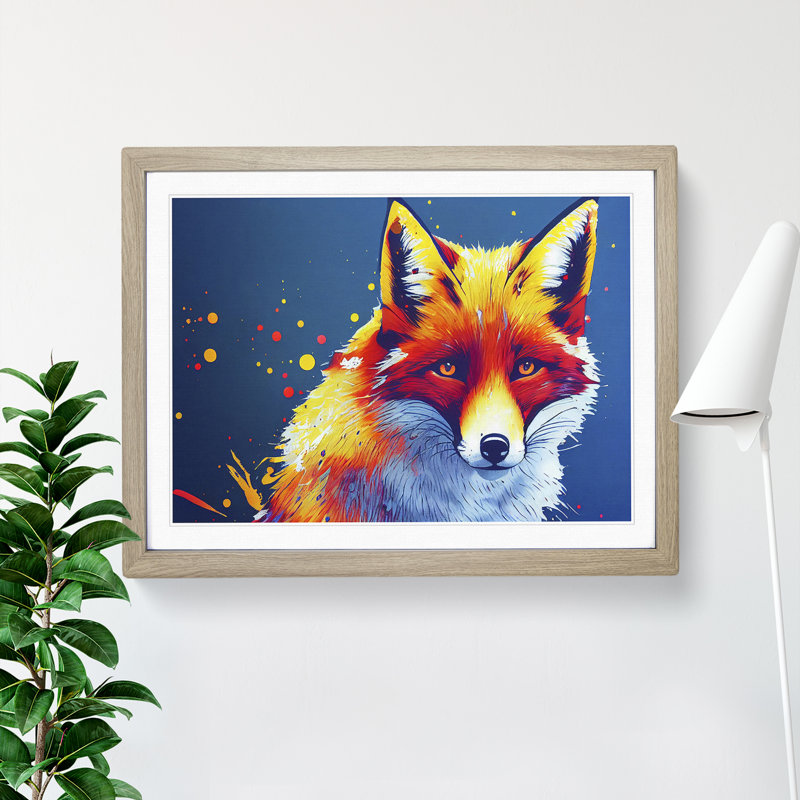 XH1022-6622X Fox Vol.4 Abstract - Single Picture Frame Painting, 46cm H x 64cm W x 2cm D, Oak