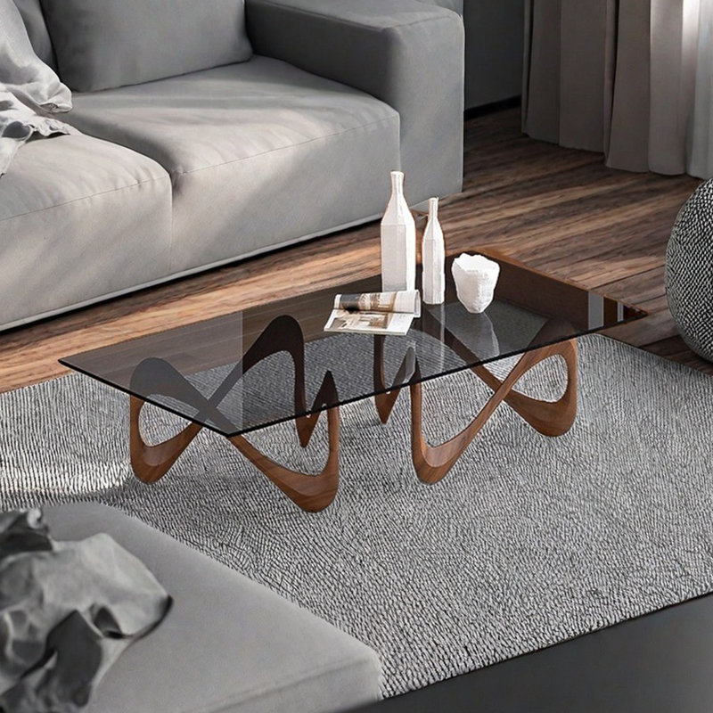 Rectangular tempered glass coffee table