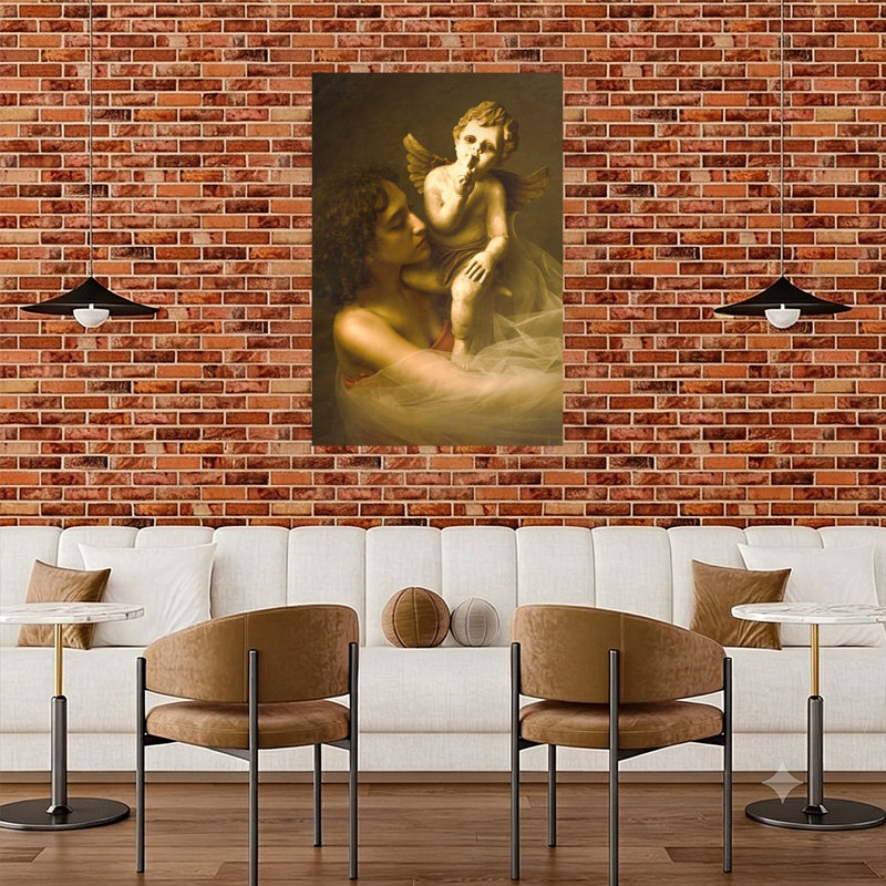 «Ethereal Woman Silent Cupid Classic Dreamy Ethereal Architecture», reproduction d'art, H 48 po x l 32 po