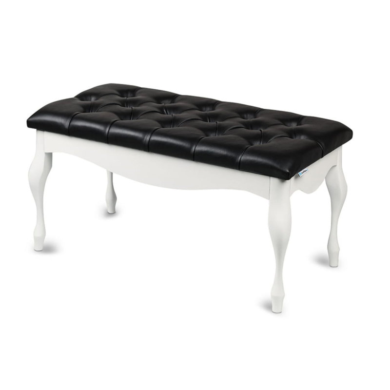 Faux Leather Upholstered Bench, Black/White