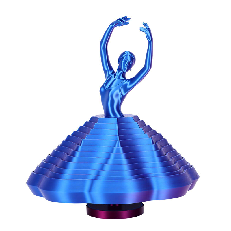 Sculpture 3D rotative de bureau sensorielle rotative imprimée en 3D pour bureau à domicile bleu mauve dégradé
