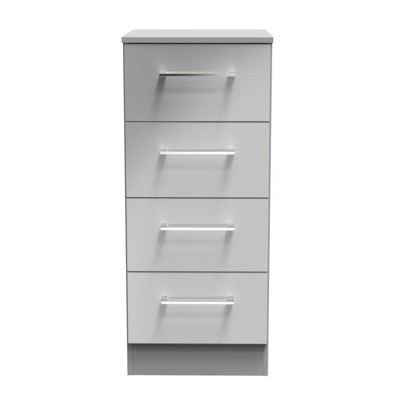 Talhaa 4 Drawer Bedside Cabinet (Ready Assembled), Uniform Grey/Dusk Grey
