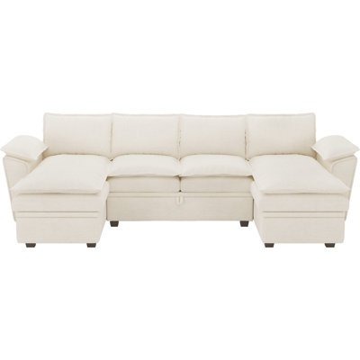 Upholstered U-Shaped Sectional Sofa With Double Chaise
