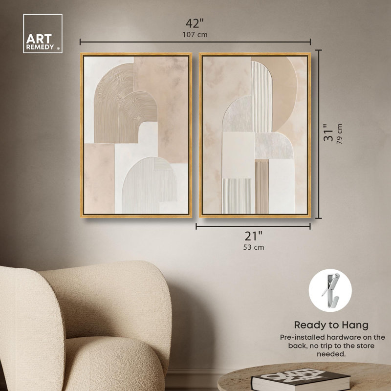 «Golden Luxe Glam Room Art», ensemble de 2 impressions sur toile par , H 31 po x l 21 po, Doré