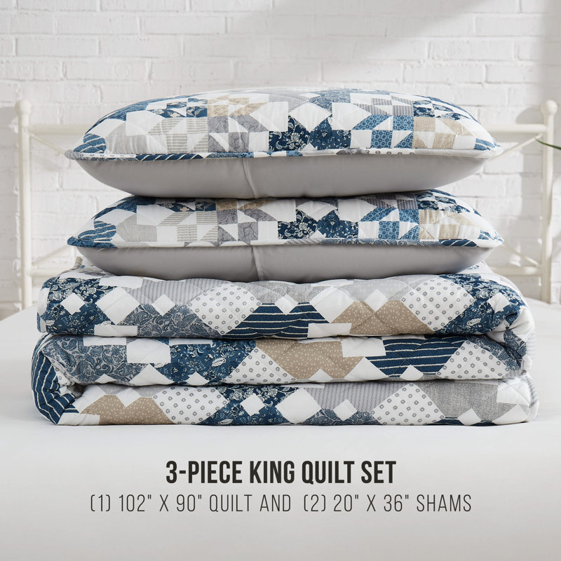 Lucky Brand Serra Patch Reversible Quilt Set, King