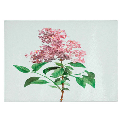 Tempered Glass Chinese Lilac Flowers Chopping Board