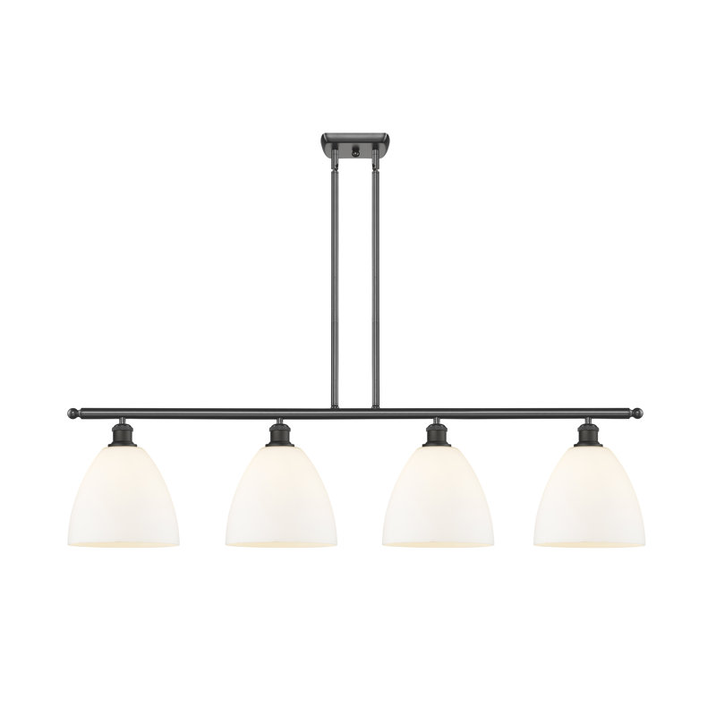 Luminaire suspendu linéaire à 4 lumières pour îlot de cuisine Angenetta, Blanc mat, H 45,75 po x l 48 po x P 9 po