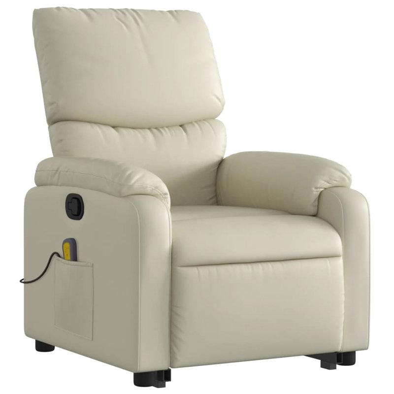 Fauteuil de massage inclinable électrique en similicuir, Similicuir crème