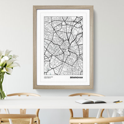 Map Birmingham UK - Picture Frame Graphic Art
