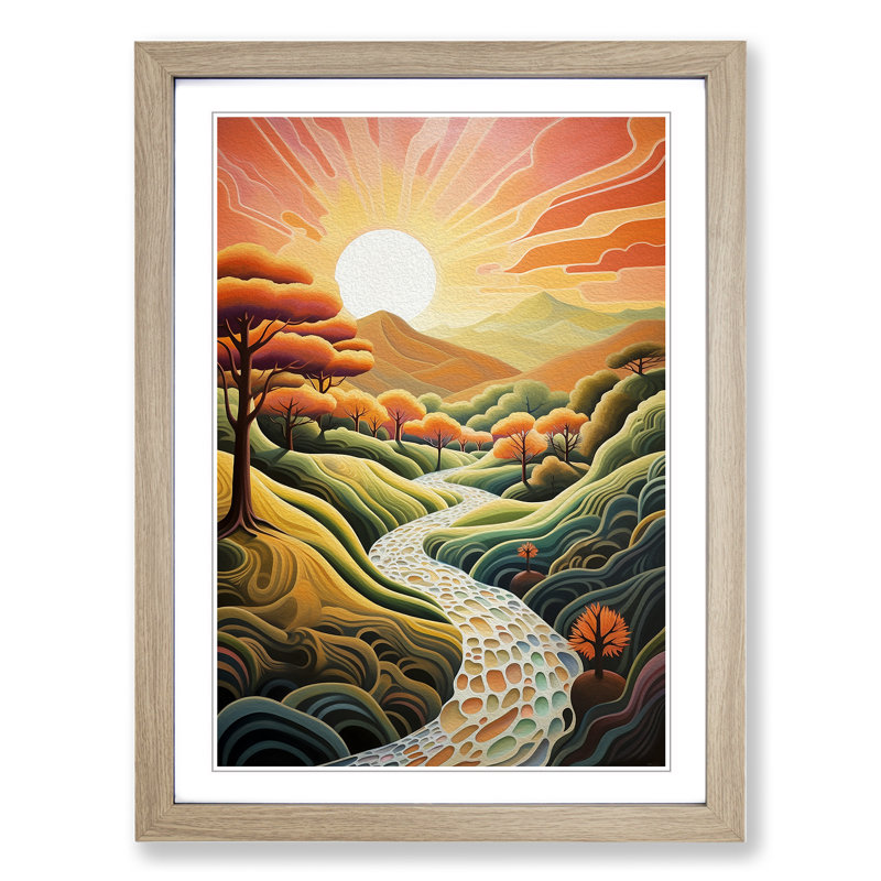 Landscape Deco No.2 - Framed Print, 64cm H x 46cm W x 2cm D, Oak 