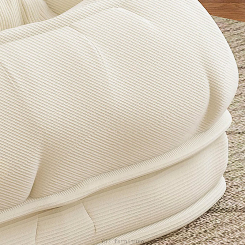 Upholstered Foldable Lazy Sofa Bed (Off White), Off-White Corduroy