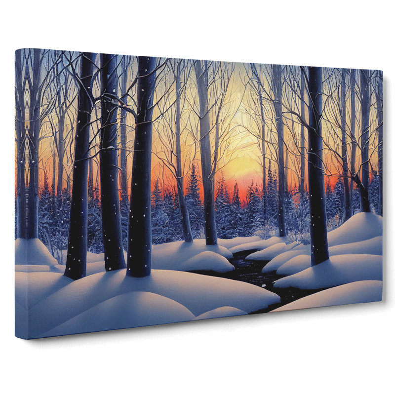 A Winter Forest Sunset - Wrapped Canvas, 40cm H x 60cm W x 3cm D
