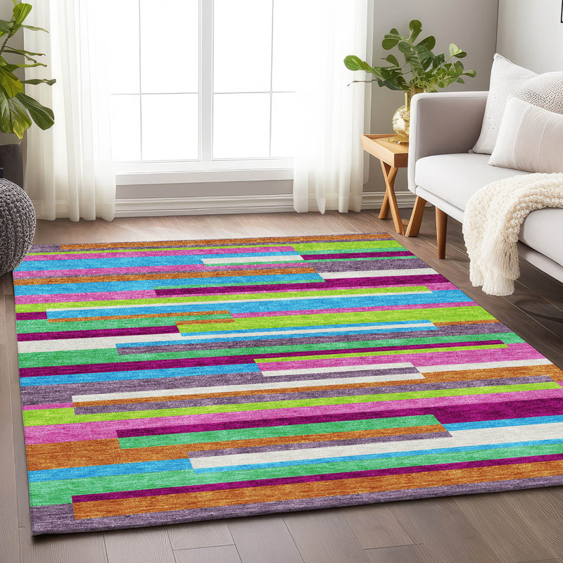 Premium Machine Washable Prisco Lavender Rug, Rectangle 8' x 10'