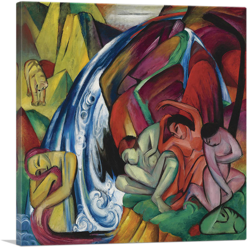 «The Waterfall 1912» par Franz Marc, reproduction d'art sur toile tendue, H 18 po x l 18 po x 1,5 po