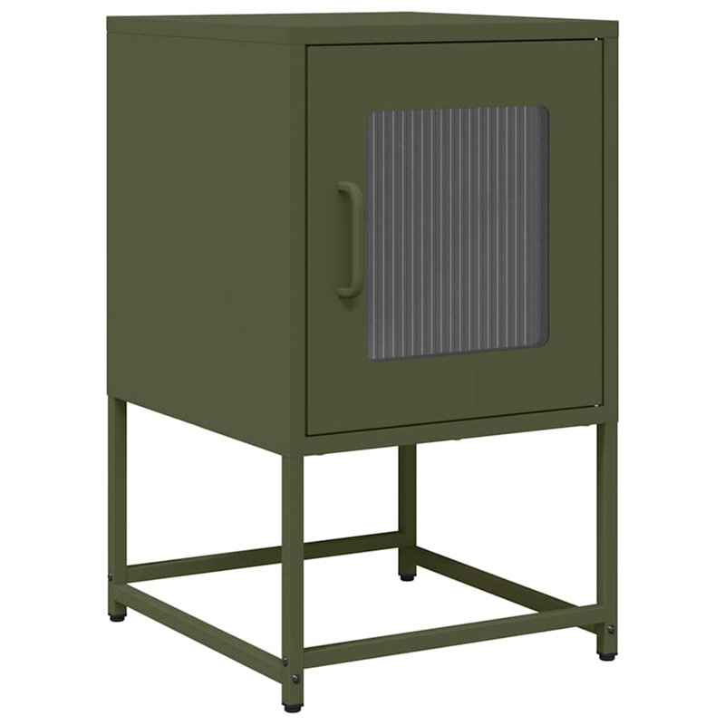 36cm W Steel Bedside Table, Olive Green
