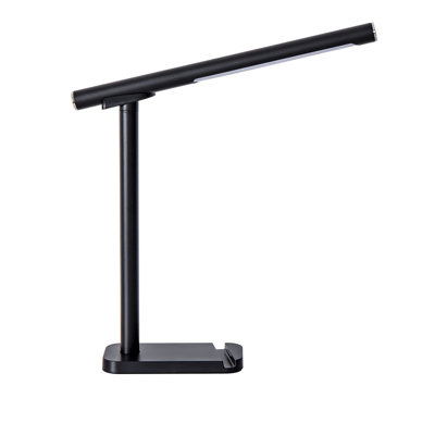 Lampe de bureau à DEL réglable à 360 ° avec port de charge USB, 5 modes d'éclairage et luminosité à intensité variable, lampe de chevet pliable à commande tactile pour la lecture de travaux manuels, noir