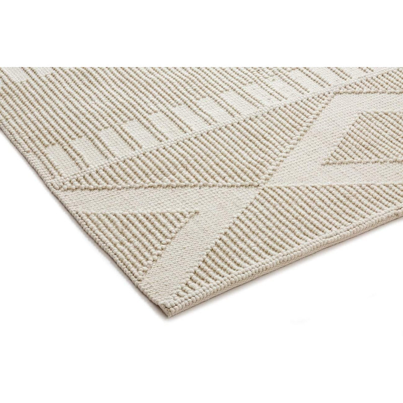 Damière tissée à la main recyclée et tissée à la main P.E.T. Tapis crème, Rectangle 5 pi x 8 pi