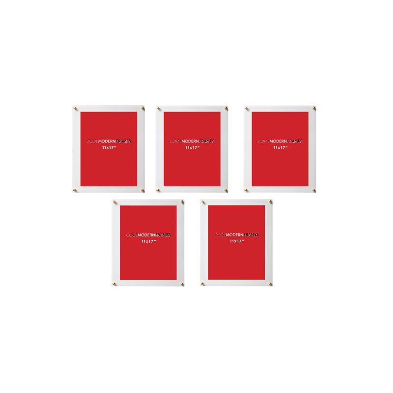 Picture Frame - Set of 5, 11" x 14", Clear/Gold