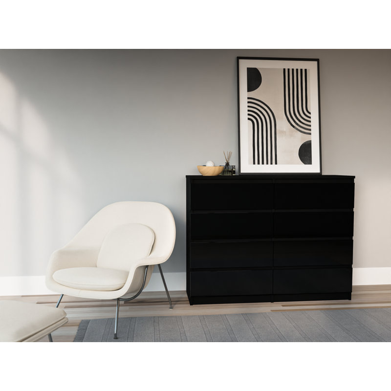 Helen 120cm W 8 - Drawer Chest of Drawers, Black