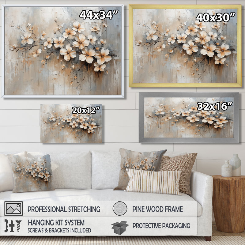 «Gold White Garden Blossom Violets I - Violets», reproduction sur toile encadrée, Reproduction encadrée d'une seule photo