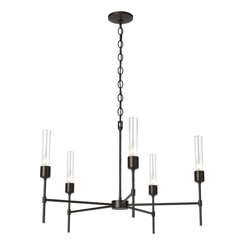 Vela 5 - Light Sputnik Sphere Chandelier, Clear Glass, Oil Rubbed Bronze
