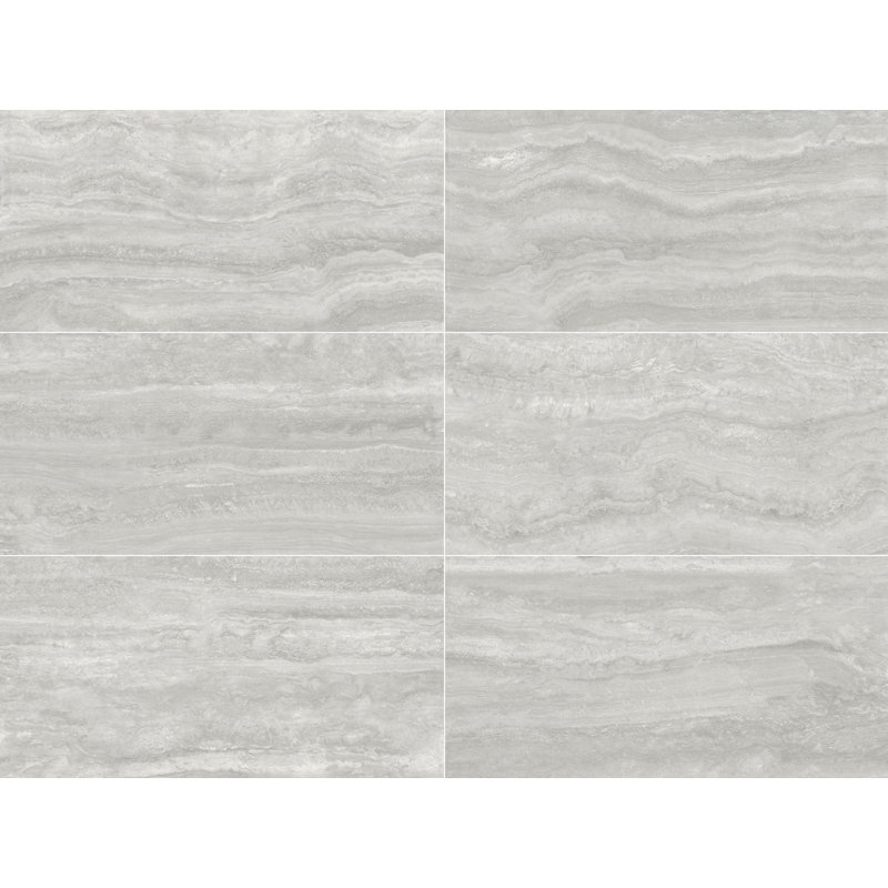 Carrelage mural en porcelaine 12 po x 24 po Travertino, gris