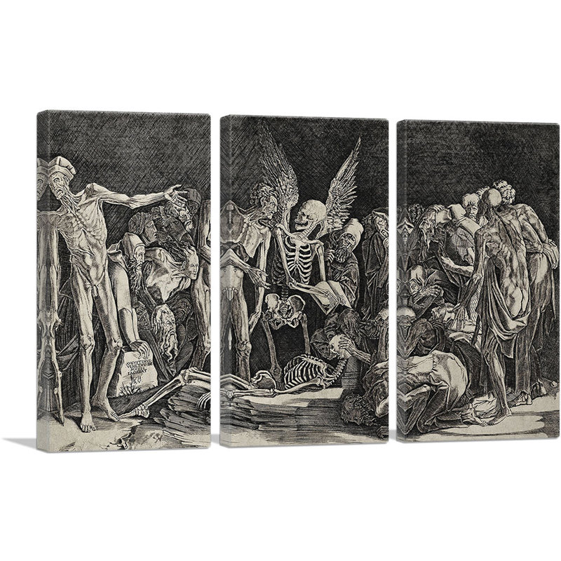 " The Skeletons " by Rosso Fiorentino 3 - Pieces Painting Print, 40" H x 60" W x 0.75" D
