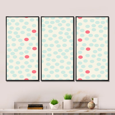 Pois avec rétro sur fond beige - ensemble d'art moderne sur toile encadrée moderne de 3