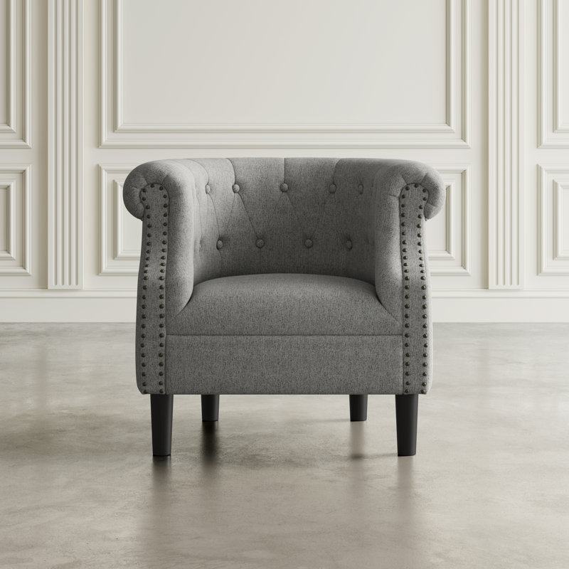Fauteuil demi-tonneau rembourré contemporain Lily, Frêne 100% polyester