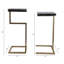 Table d'appoint moderne en marbre véritable en forme de C - Table de bout étroite ou polyvalente empilable ou décorative pour le salon - ensemble de 2, 25 po, noir
